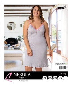 KOSZULA NOCNA NA WĄSKIM RAMIĄCZKU Z WISKOZY BIG SIZE XL-4XL 10840