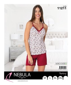 PIŻAMA DAMSKA WĄSKIE RAMIĄCZKA Z SZORTAMI WISKOZA M-XXL 11211