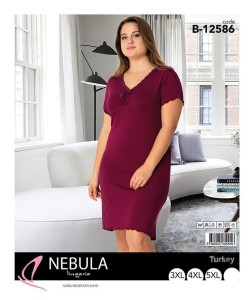 KOSZULA NOCNA KRÓTKI RĘKAW WISKOZA BIG SIZE 3XL-5XL B-12586