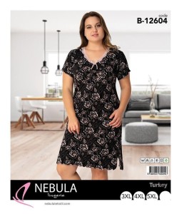 KOSZULA NOCNA KRÓTKI RĘKAW WISKOZA BIG SIZE 3XL-5XL B-12604