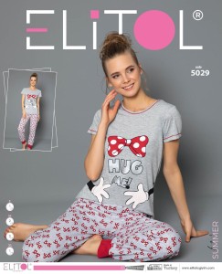 PIŻAMA DAMSKA KRÓTKI RĘKAW DŁUGIE SPODNIE S-XL 5029