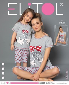 PIŻAMA DAMSKA KRÓTKI RĘKAW 3/4 SPODNIE S-XL 5129