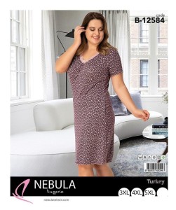 KOSZULA NOCNA KRÓTKI RĘKAW WISKOZA BIG SIZE 3XL-5XL B-12584