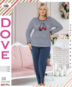 PIŻAMA DAMSKA DŁUGI RĘKAW DŁUGIE SPODNIE BIG SIZE 3XL-5XL 189