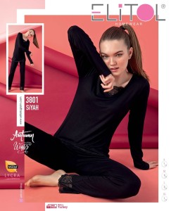 PIŻAMA DAMSKA DŁUGI RĘKAW DŁUGIE SPODNIE Z KORONKĄ 3801 S-XL