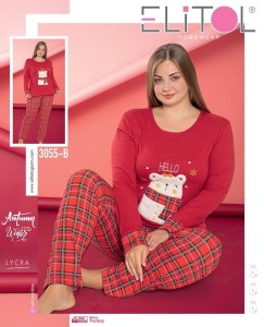 PIŻAMA DAMSKA DŁUGI RĘKAW DŁUGIE SPODNIE BAWEŁNA BIG SIZE XXL-4XL 3055-B