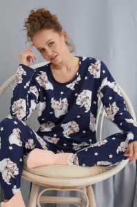 PIŻAMA DAMSKA DŁUGI RĘKAW DŁUGIE SPODNIE BAWEŁNA S-XL ST 05