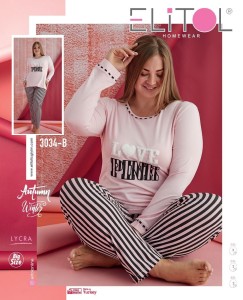 PIŻAMA DAMSKA DŁUGI RĘKAW DŁUGIE SPODNIE BAWEŁNA BIG SIZE XXL-4XL 3034-B