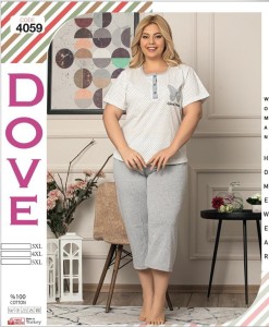 PIŻAMA DAMSKA KRÓTKI RĘKAW 3/4 SPODNIE BIG SIZE 3XL-5XL 4059