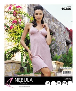 KOSZULA NOCNA NA WĄSKIM RAMIĄCZKU Z WISKOZY M-XXL 10360