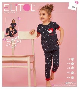 PIŻAMA DZIECIĘCA KRÓTKI RĘKAW DŁUGIE SPODNIE 4-13 LAT 7056