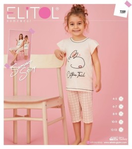 PIŻAMA DZIECIĘCA KRÓTKI RĘKAW 3/4 SPODNIE 3-12 LAT 7209