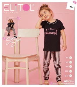 PIŻAMA DZIECIĘCA KRÓTKI RĘKAW DŁUGIE SPODNIE 4-13 LAT 7046