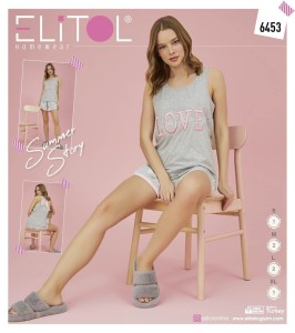 PIŻAMA DAMSKA SZEROKIE RAMIĄCZKA  Z SZORTAMI S-XL 6453