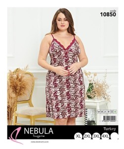KOSZULA NOCNA NA WĄSKIM RAMIĄCZKU Z WISKOZY BIG SIZE XL-4XL 10850