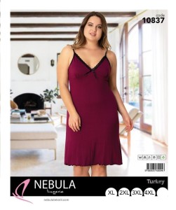 KOSZULA NOCNA NA WĄSKIM RAMIĄCZKU Z WISKOZY BIG SIZE XL-4XL 10837