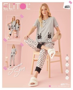 PIŻAMA DAMSKA KRÓTKI RĘKAW DŁUGIE SPODNIE S-XL 6023