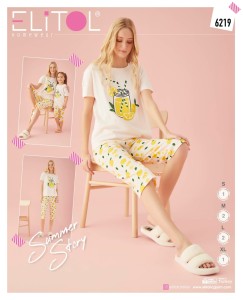 PIŻAMA DAMSKA KRÓTKI RĘKAW 3/4 SPODNIE S-XL 6219