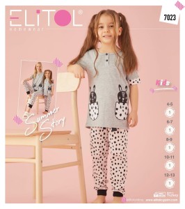 PIŻAMA DZIECIĘCA KRÓTKI RĘKAW DŁUGIE SPODNIE 4-13 LAT 7023