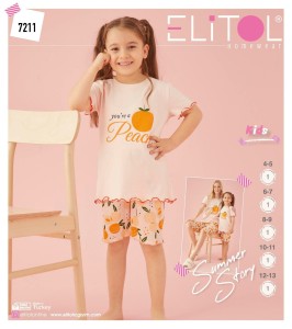 PIŻAMA DZIECIĘCA KRÓTKI RĘKAW Z SZORTAMI  4-13 LAT 7211