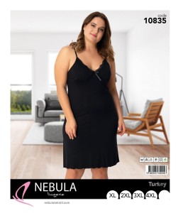 KOSZULA NOCNA NA WĄSKIM RAMIĄCZKU Z WISKOZY BIG SIZE XL-4XL 10835