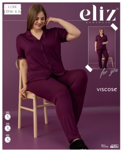 PIŻAMA DAMSKA ROZPINANA KRÓTKI RĘKAW DŁUGIE SPODNIE BIG SIZE 2XL-4XL 3706-4-B 3706-2 3706-1