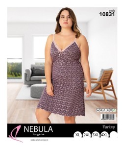 KOSZULA NOCNA NA WĄSKIM RAMIĄCZKU Z WISKOZY BIG SIZE XL-4XL 10831