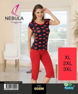 PIŻAMA DAMSKA KRÓTKI RĘKAW 3/4 SPODNIE M-3XL 608N