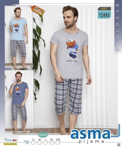 PIŻAMA MĘSKA KRÓTKI RĘKAW 3/4 SPODNIE S-XXL 12493