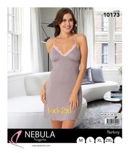 KOSZULA NOCNA NA WĄSKIM RAMIĄCZKU Z WISKOZY M-XXL 10173