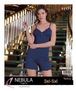 PIŻAMA DAMSKA WĄSKIE RAMIĄCZKA Z SZORTAMI WISKOZA BIG SIZE 3XL-5XL 11171