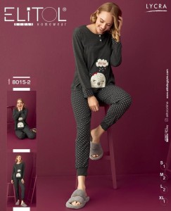 PIŻAMA DAMSKA DŁUGI RĘKAW DŁUGIE SPODNIE BAWEŁNA S-XL 8015-2