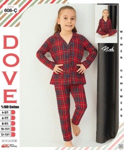 PIŻAMA DZIECIĘCA DŁUGI RĘKAW DŁUGIE SPODNIE ROZPINANA  4-13 LAT 608-C