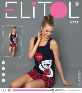 PIŻAMA DAMSKA SZEROKIE RAMIĄCZKA Z SZORTAMI S-XL 5231