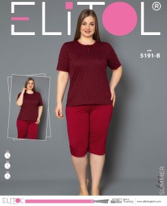 PIŻAMA DAMSKA KRÓTKI RĘKAW 3/4 SPONIE BIG SIZE XXL-4XL 5191-B