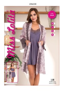 SATYNOWY KOMPLET KOSZULA ZE SZLAFROKIEM M-XXL 2020