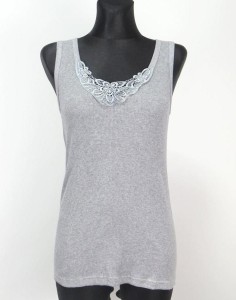 PODKOSZULKA NA RAMIĄCZKACH Z KORONKA 461 SZARA