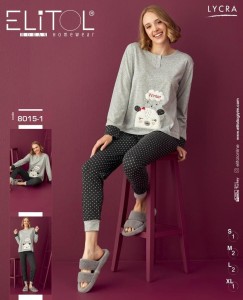 PIŻAMA DAMSKA DŁUGI RĘKAW DŁUGIE SPODNIE BAWEŁNA S-XL 8015-1