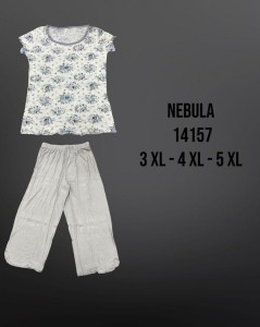 PIŻAMA DAMSKA KRÓTKI RĘKAW 3/4 SPODNIE  3XL-5XL