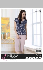 PIŻAMA DAMSKA KRÓTKI REKAW 3/4 SPODNIE WISKOZA M-3XL 14315