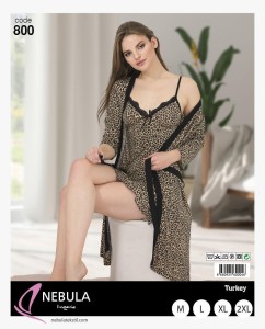 KOMPLET DAMSKI SZLAFROK Z KOSZULĄ M-XXL  800