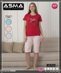 Piżama damska krótki rękaw spodnie 3/4 ASMA 