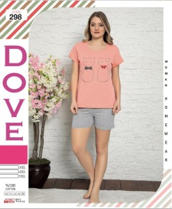 PIŻAMA DAMSKA KRÓTKI RĘKAW Z SZORTAMI 3XL-5XL 298