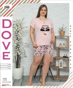 PIŻAMA DAMSKA KRÓTKI RĘKAW Z SZORTAMI LYCRA 3XL-5XL 286