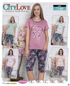 PIŻAMA DAMSKA KRÓTKI RĘKAW 3/4 SPODNIE S-XXL 7168