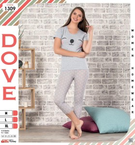 PIŻAMA DAMSKA KRÓTKI REKAW 3/4 SPODNIE ONE SIZE 1309