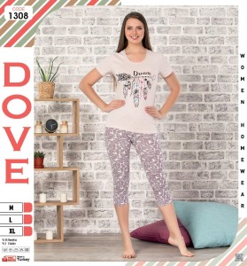 PIŻAMA DAMSKA KRÓTKI REKAW 3/4 SPODNIE ONE SIZE 1308