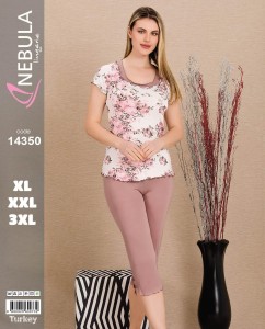 PIŻAMA DAMSKA KRÓTKI REKAW 3/4 SPODNIE WISKOZA XL-3XL 