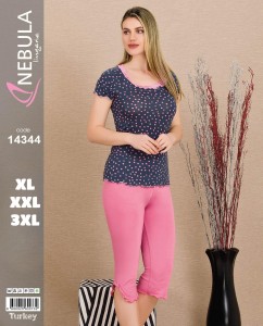 PIŻAMA DAMSKA KRÓTKI REKAW 3/4 SPODNIE WISKOZA XL-3XL