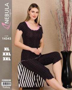 PIŻAMA DAMSKA KRÓTKI REKAW 3/4 SPODNIE WISKOZA XL-3XL